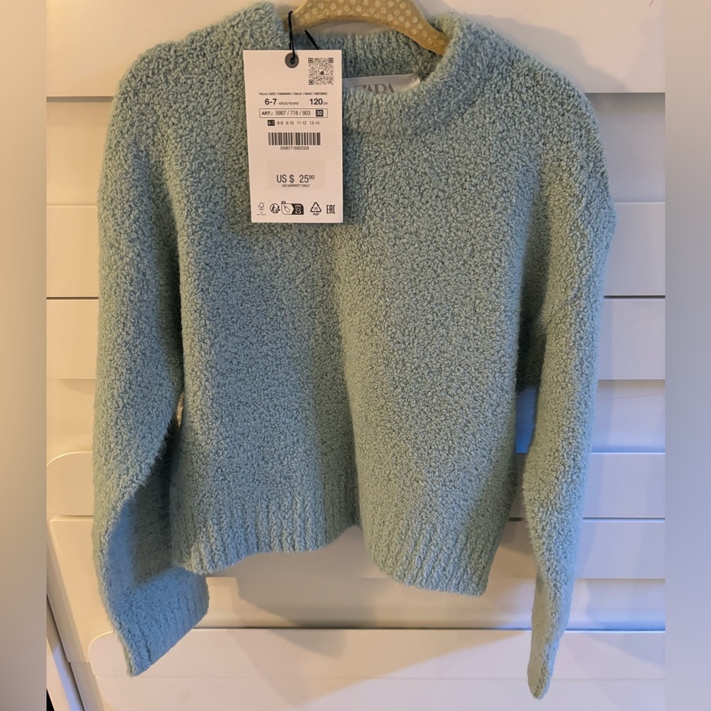 Zara light green cozy cropped sweater. Tags still on.